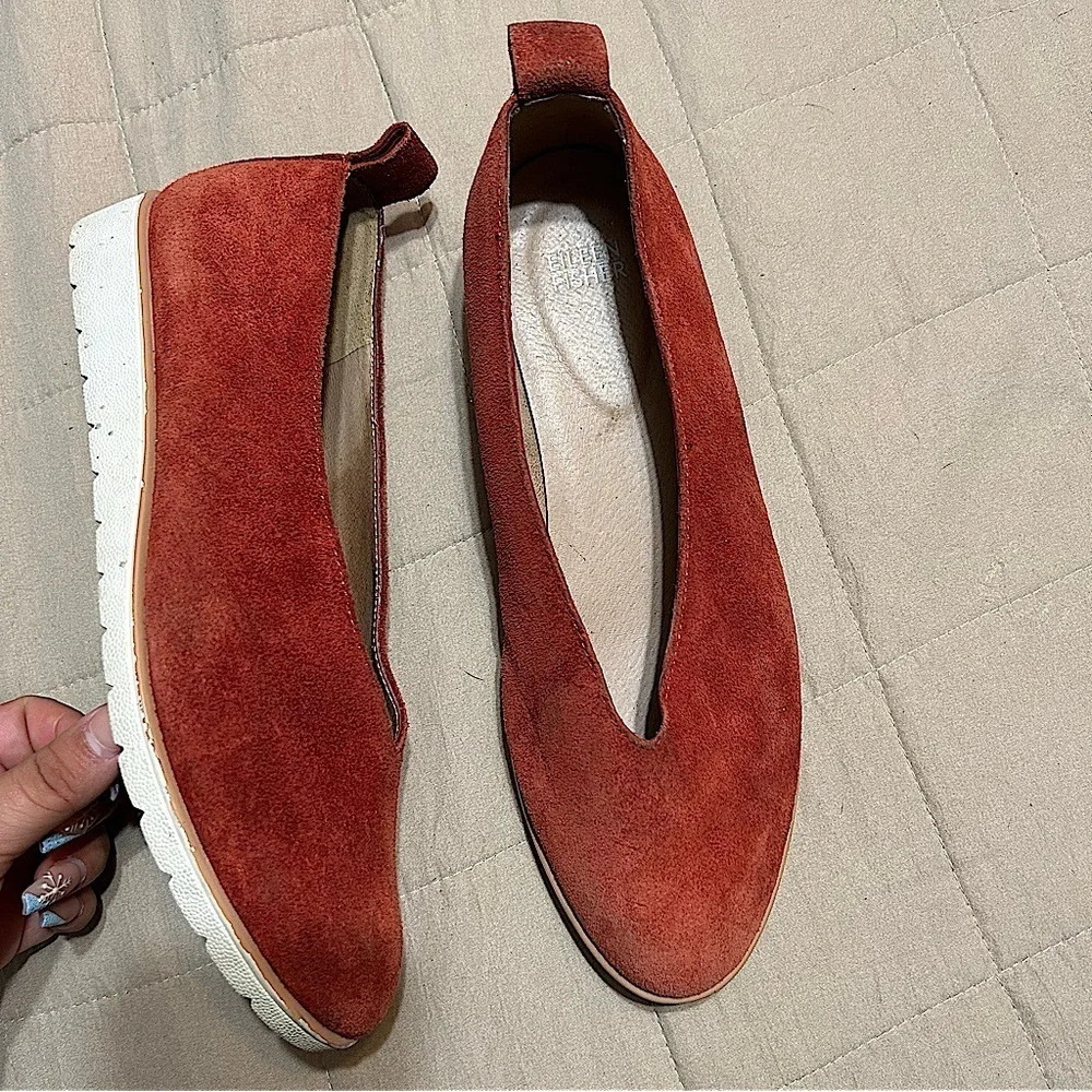 Eileen Fisher Wedge Ballet Almond Toe Rust Suede​​